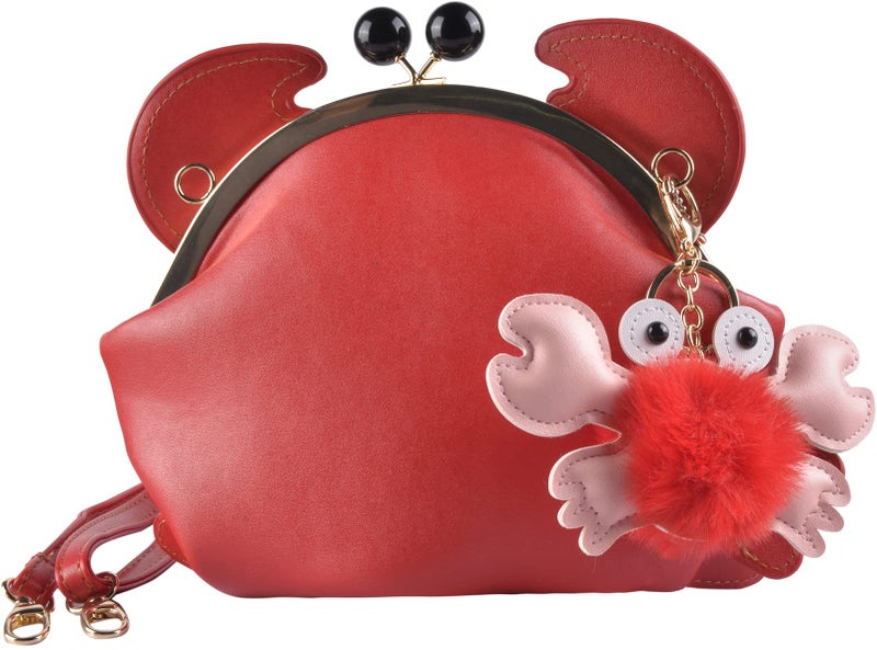 QZUnique Crab Shape Handbag Novelty Animal Shaped Purse Crossbody Bag Detachable Shoulder Bag for Women Girl - Image 1